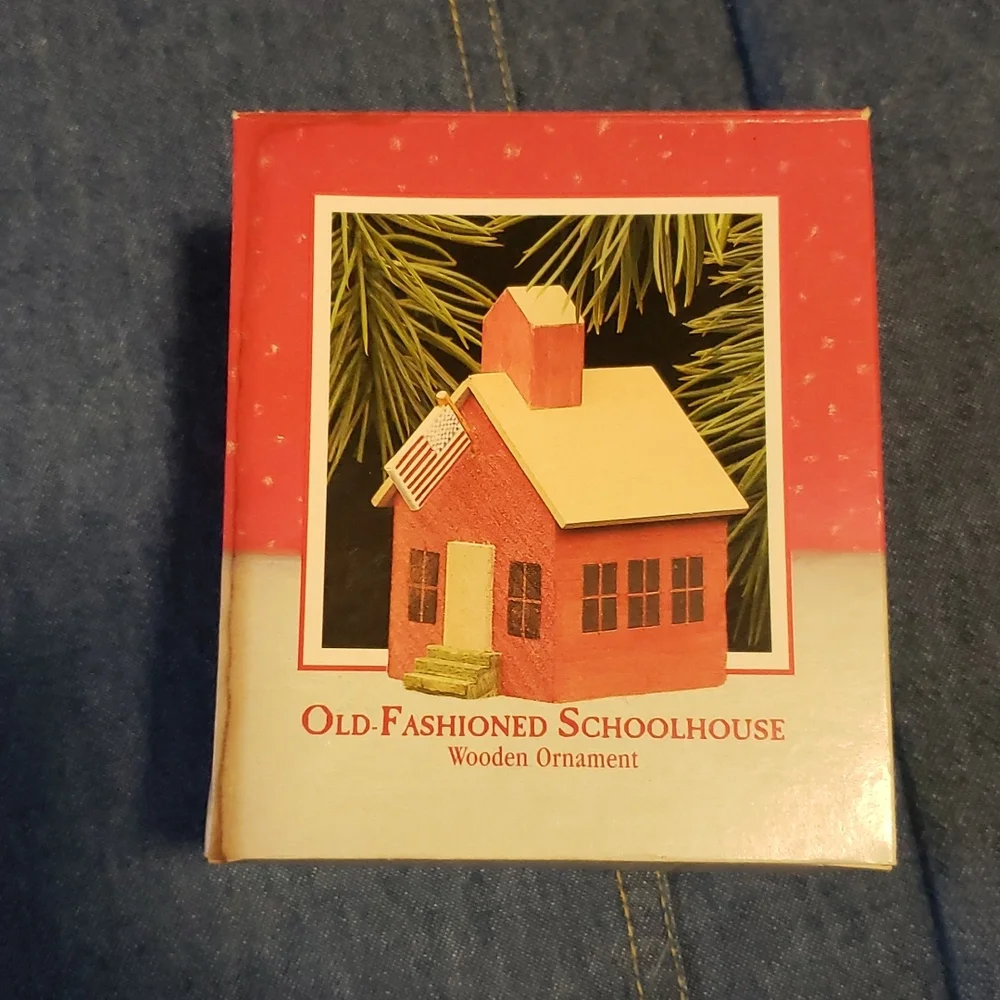 Hallmark 1988 Old Fashioned Schoolhouse Wooden Holiday Christmas Ornament